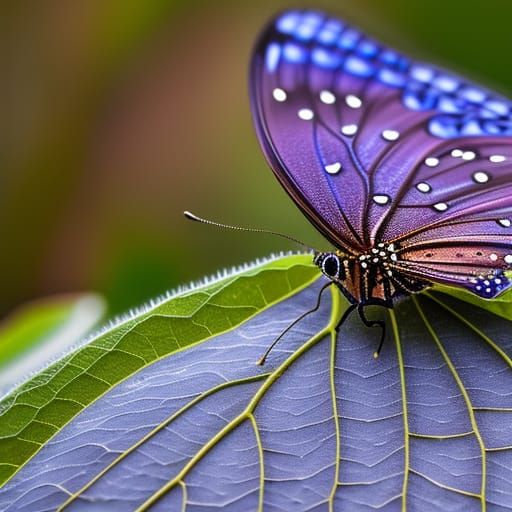 Colored buterfly on colored leaf