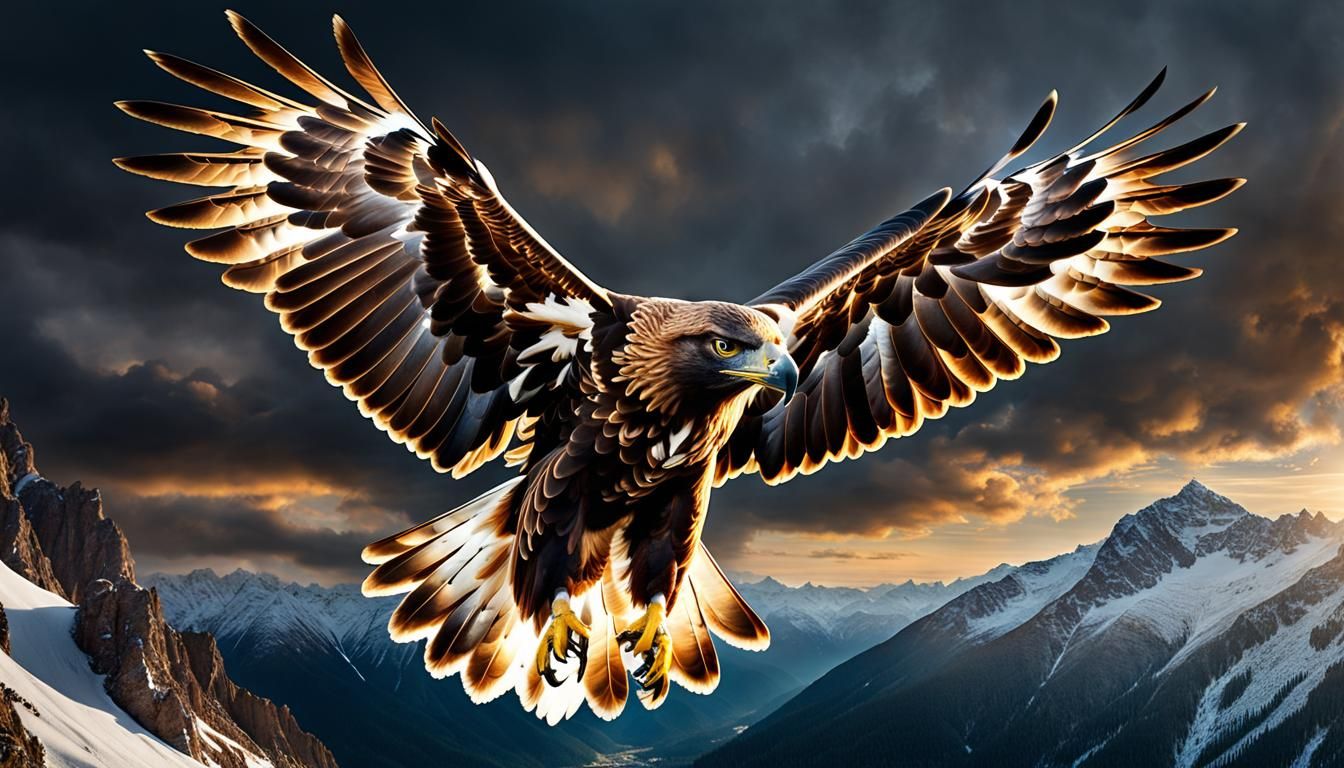 Golden Eagle flying over a Mountain Valley - AI Generated Artwork ...