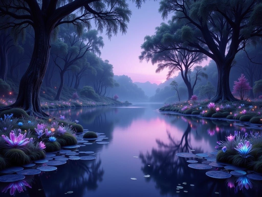 Il lago incantato nel paese delle fate. volumetric lighting <lora:Flux Water:1.0> <lora:Magical Water Flux:1.0> <lora:Dreamy Enchantment:1.0...