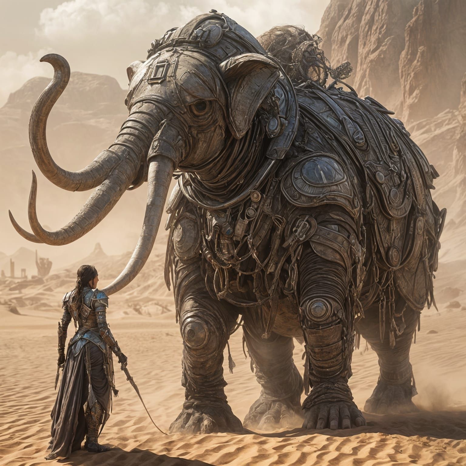 <lora:MJ6-1 Sci-Fi Fantasy:1.0> Desert Nomad, dynamic, digital art, best of behance, anton fadeev, fined detail, sci-fi fantasy character h...