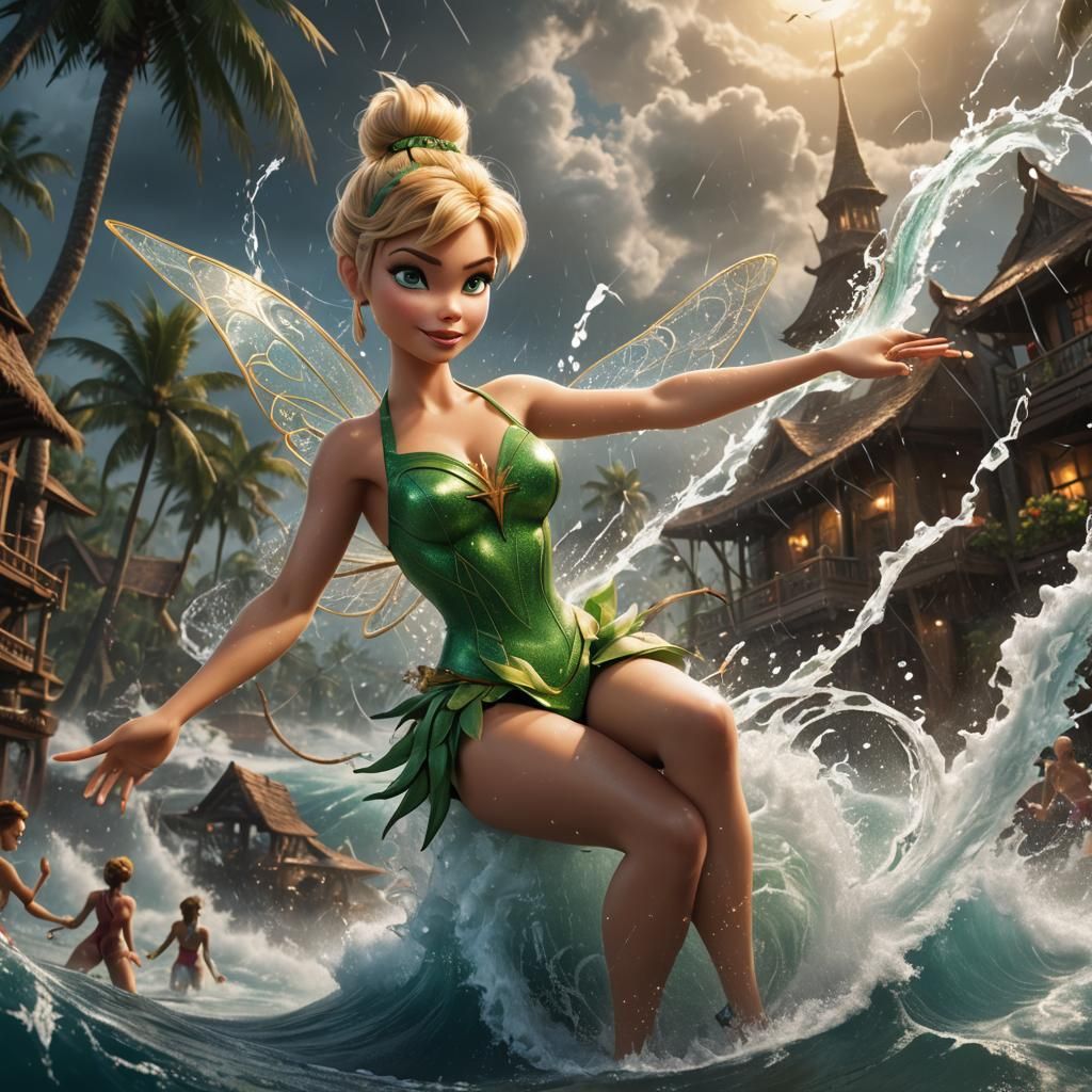 Tinker Bell harnessing the power of a hurricane