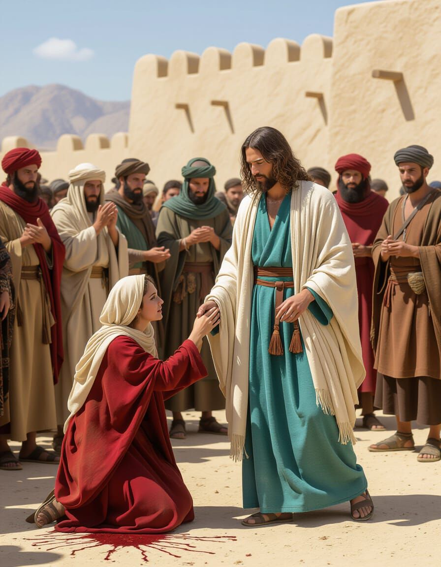 “Daughter, your faith has made you well; go in peace.”  by @Robert Maxwell