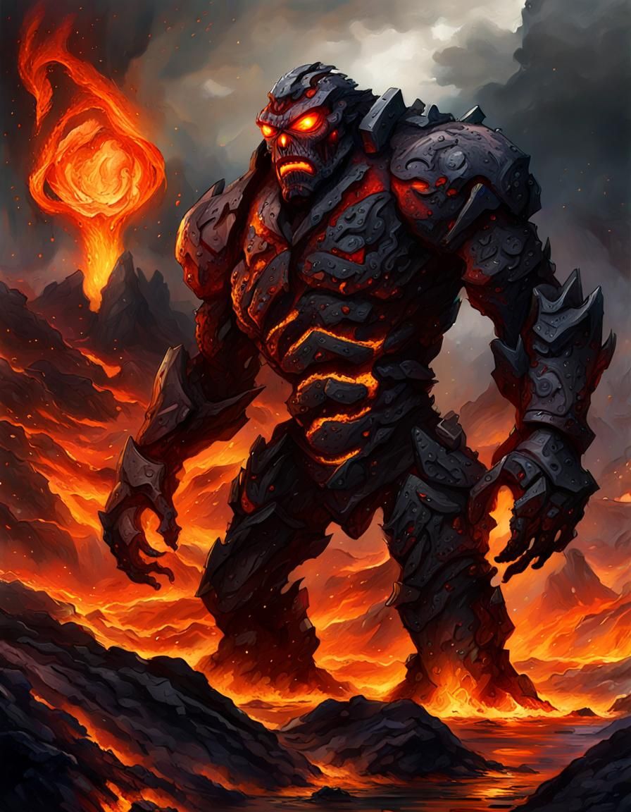 conjur a molten lava golem to battle Forged Anew's molten lava golem at ...