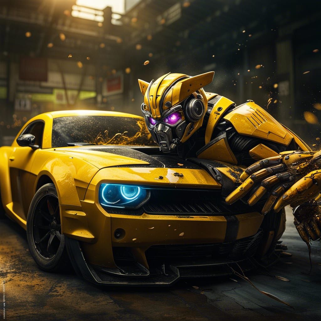 Transformers : Bumblebee as car and in autobot mode.