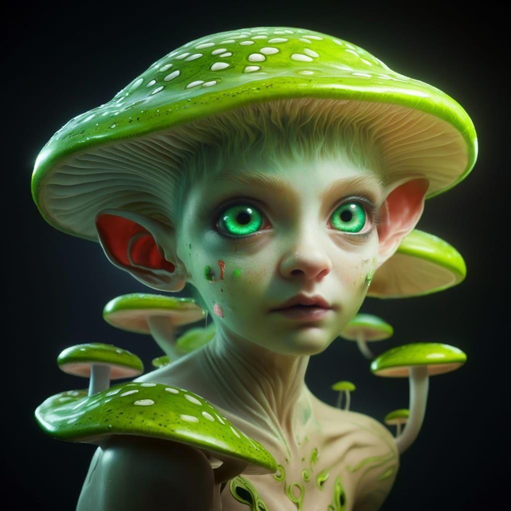Beautiful green shroom pixie portrait