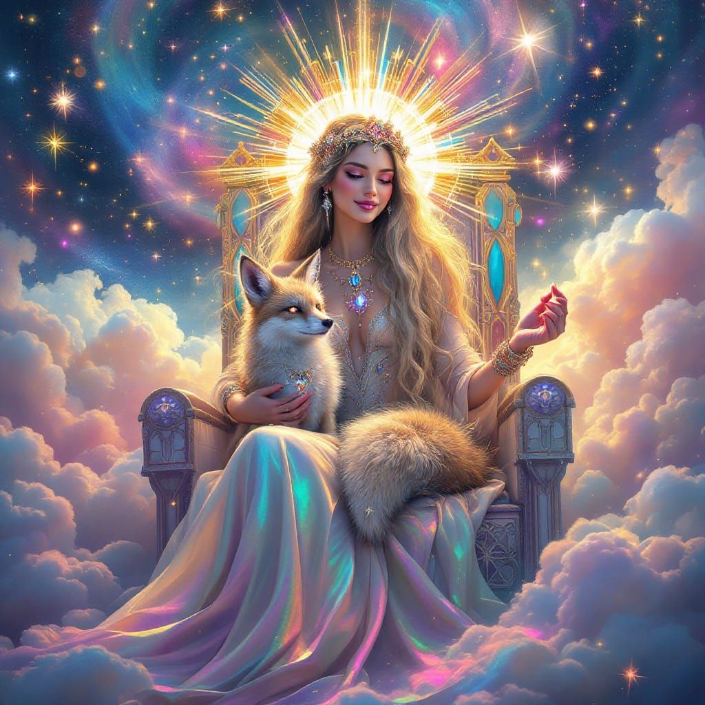 Serene Cosmic Princess in Dreamlike Galaxy Scene