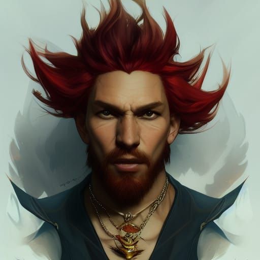 Dragon man with red hair