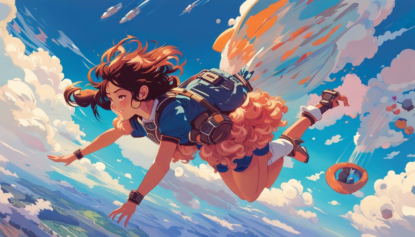 Skydive anime girl - AI Generated Artwork - NightCafe Creator