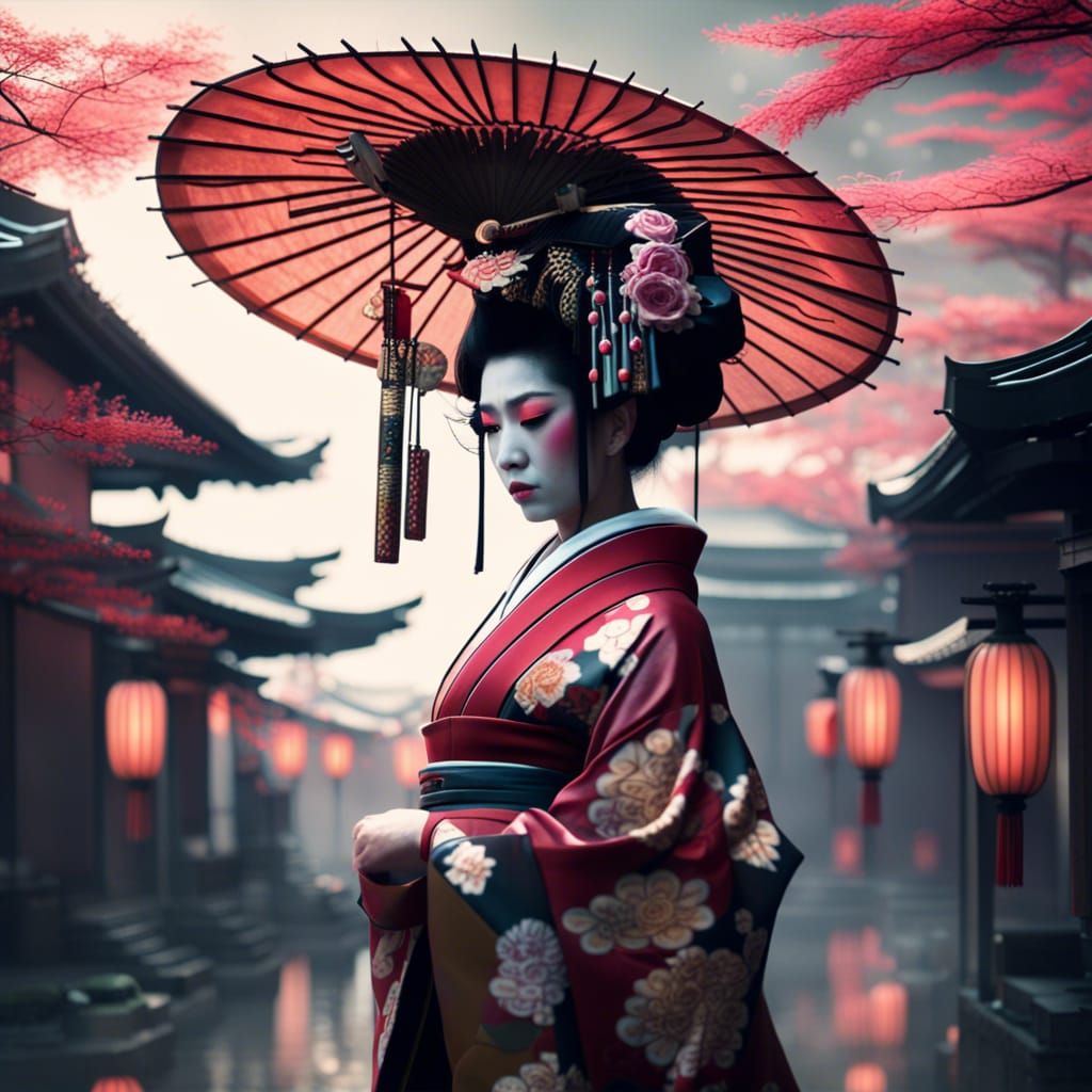 beautiful Japanese geisha, Epic cinematic brilliant stunning intricate ...