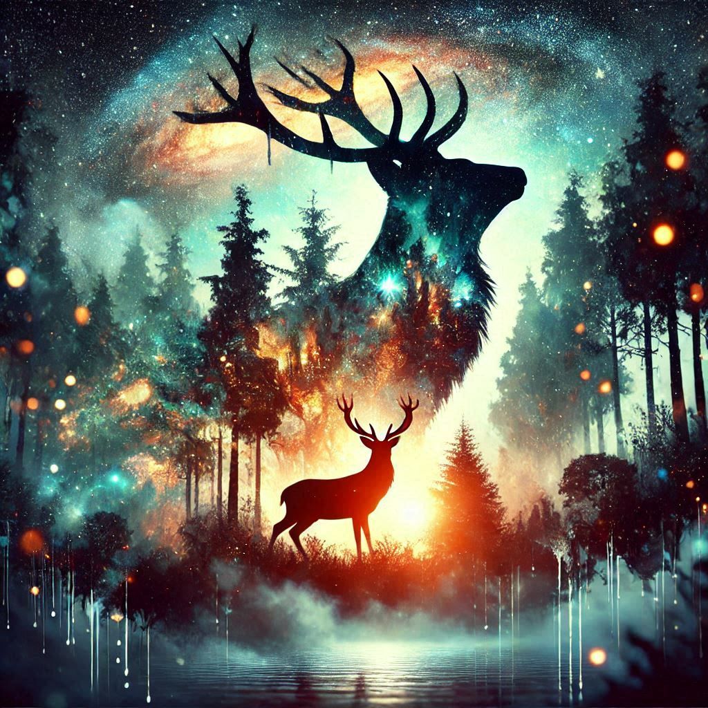 double exposure beautiful fantasy DALL-E 3 portrait landscape..