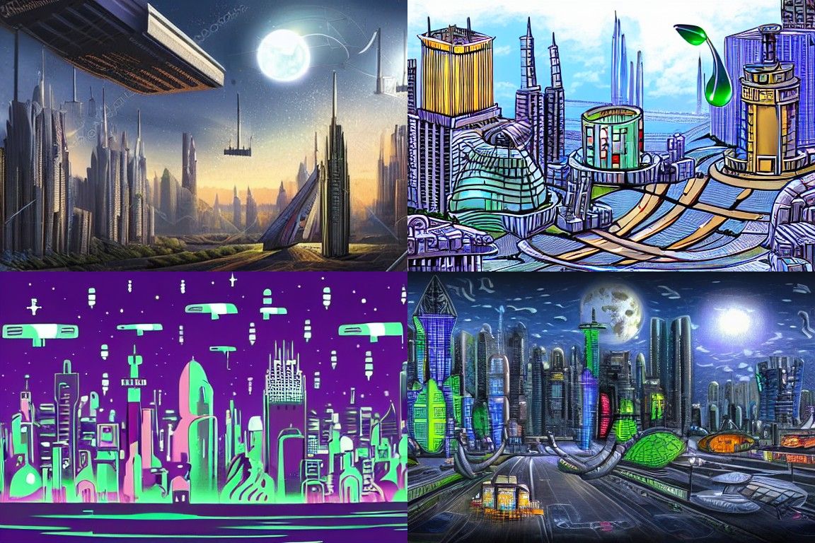 Sci-fi city in the style of Magic realism