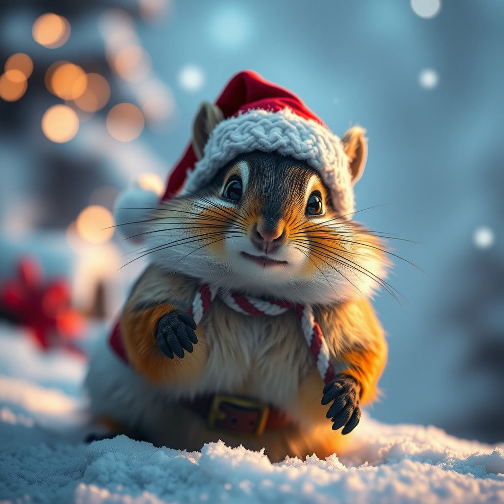 cute chipmunk in Santa suit