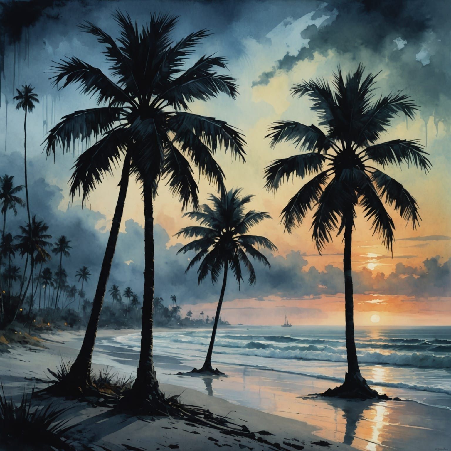 Palm trees on Floridian beach  by @Huginn