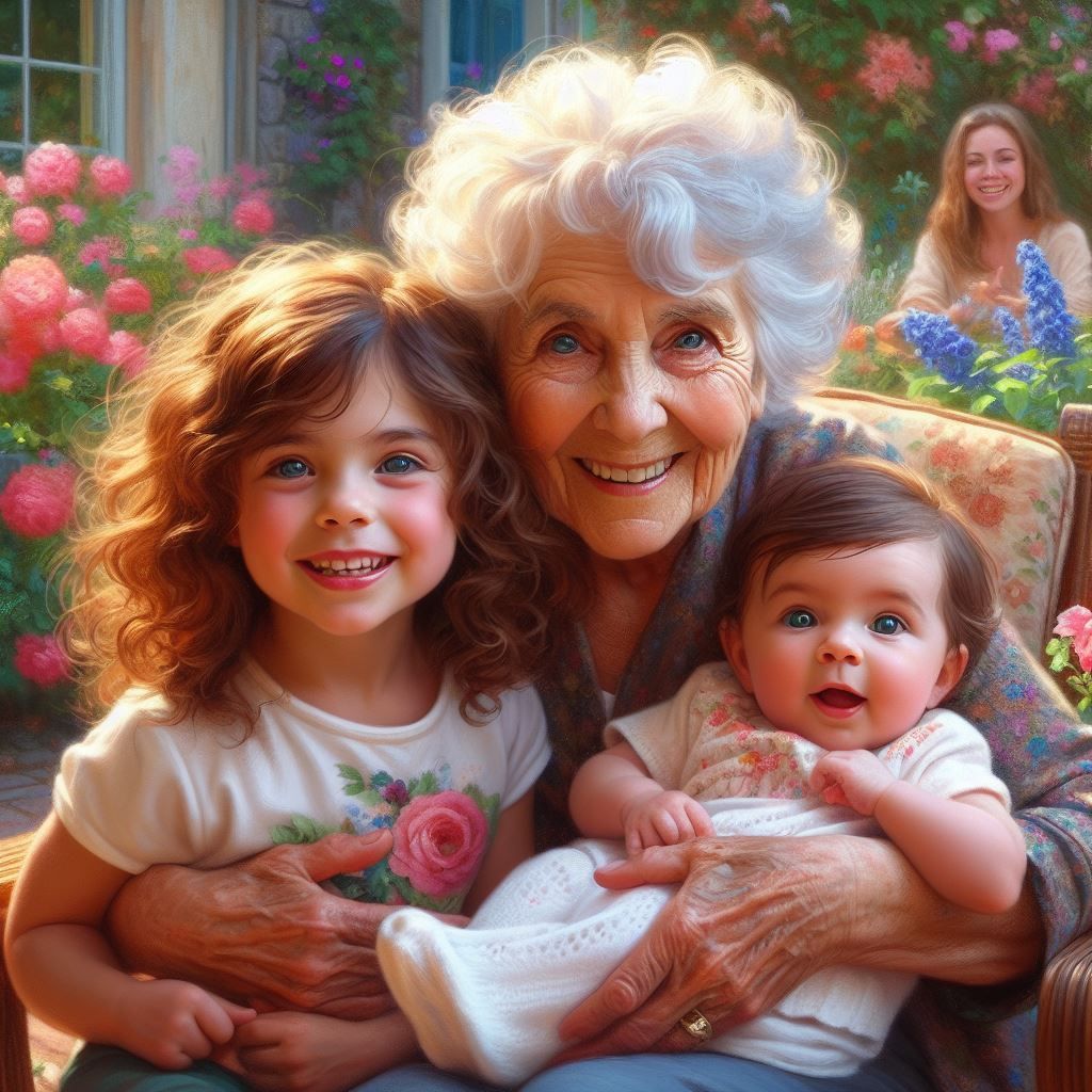 Mamie et ses petites filles.