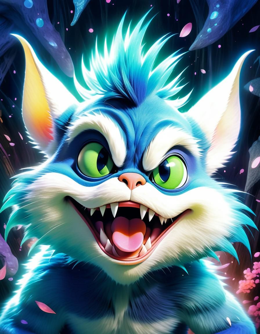 Silly Gremlin with Goofy Face in Cartoon Style