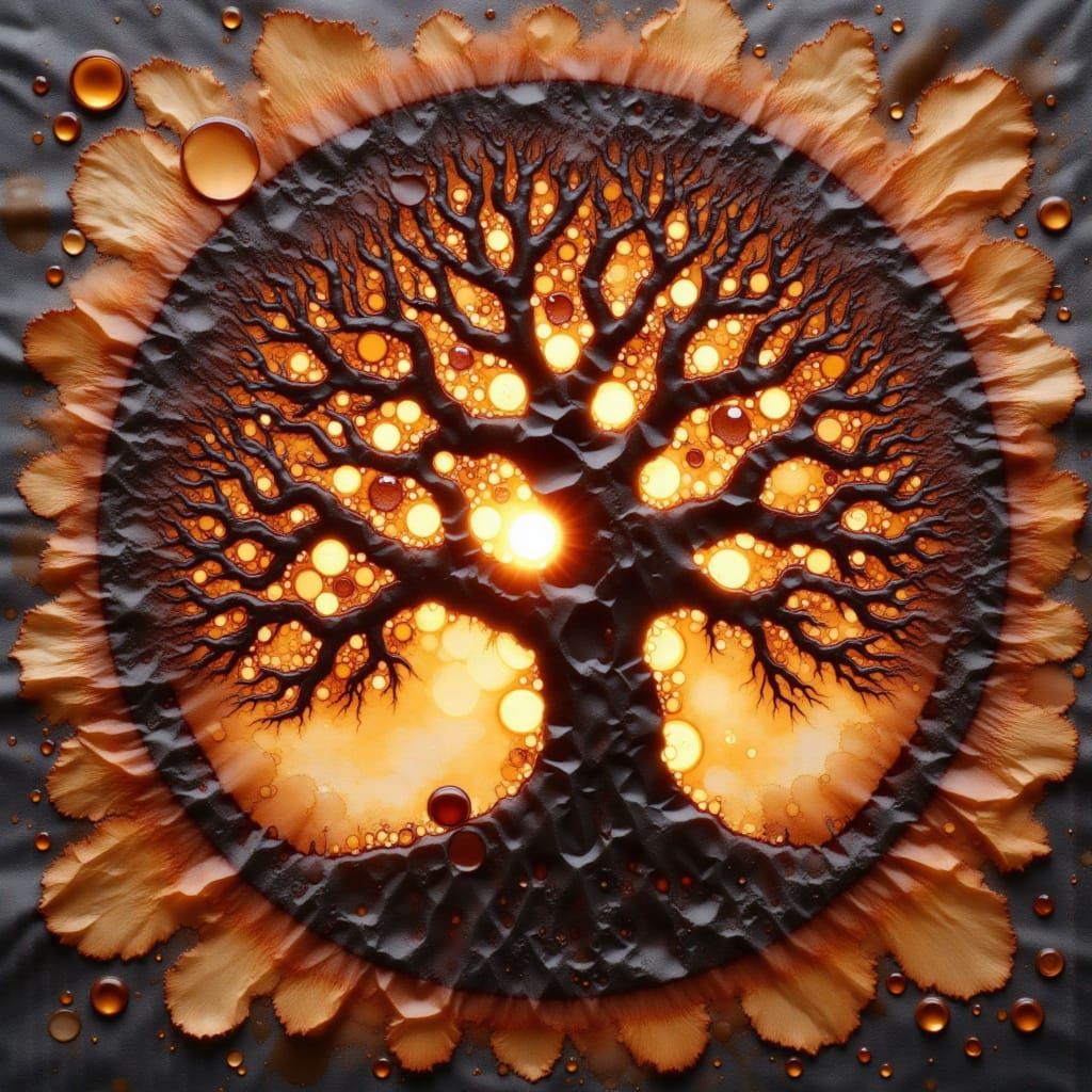 <lora:NC Coffee Stain-DE:1.0> Conceive of a full-sized highly detailed and richly textured representation of a logo. 

This logo should focu...