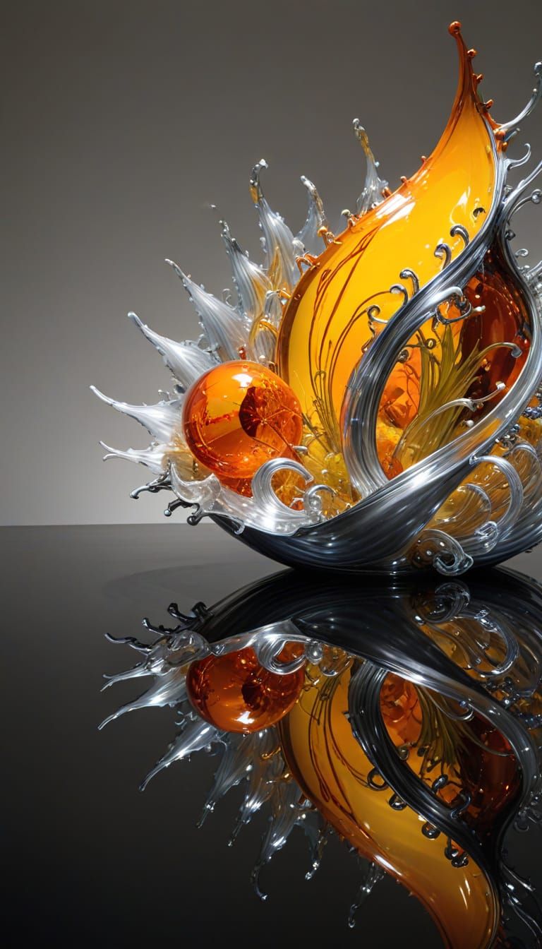 Reflective Silver, amber. Chihuly, gelatin.  by @Ride the Wind DM