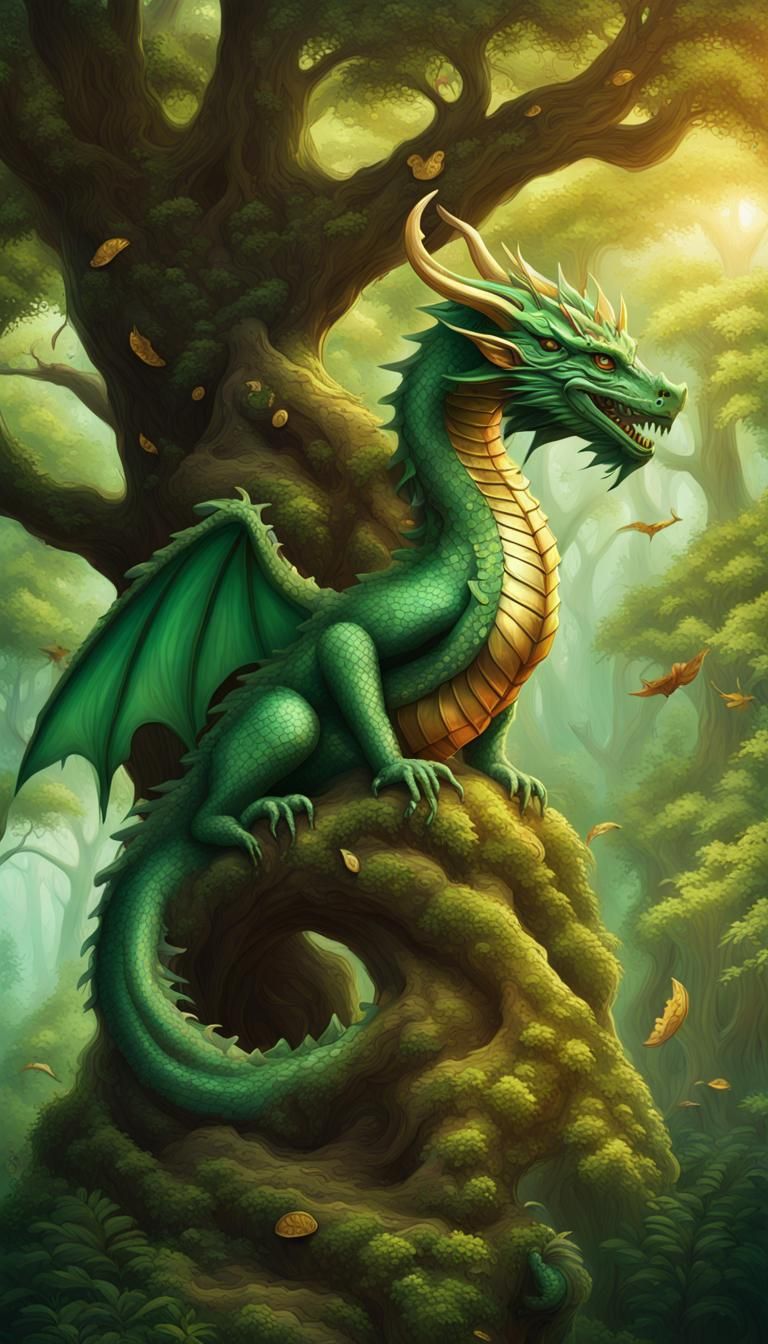 Green Wood Dragon - AI Generated Artwork - NightCafe Creator