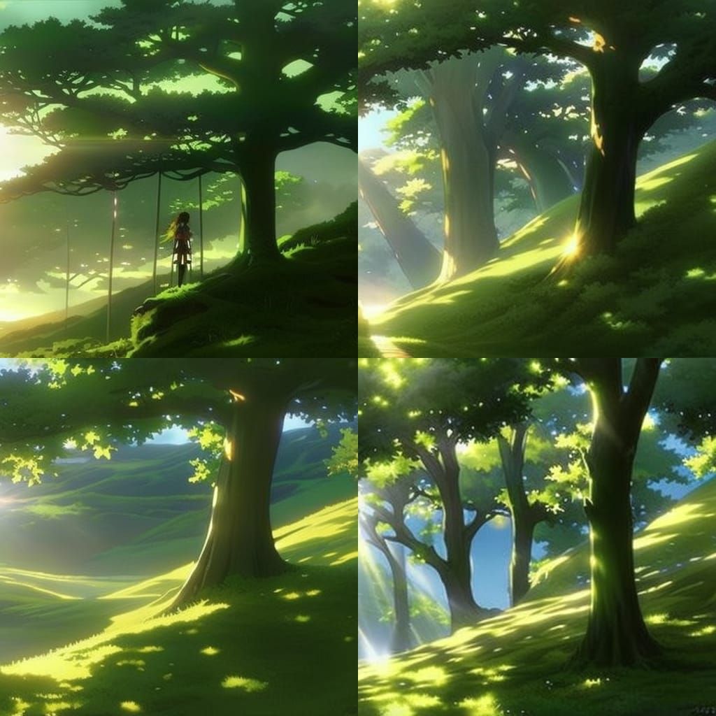 sunbeams through the leaves of the tree!!! Hyperdetailed!!! beautiful ...