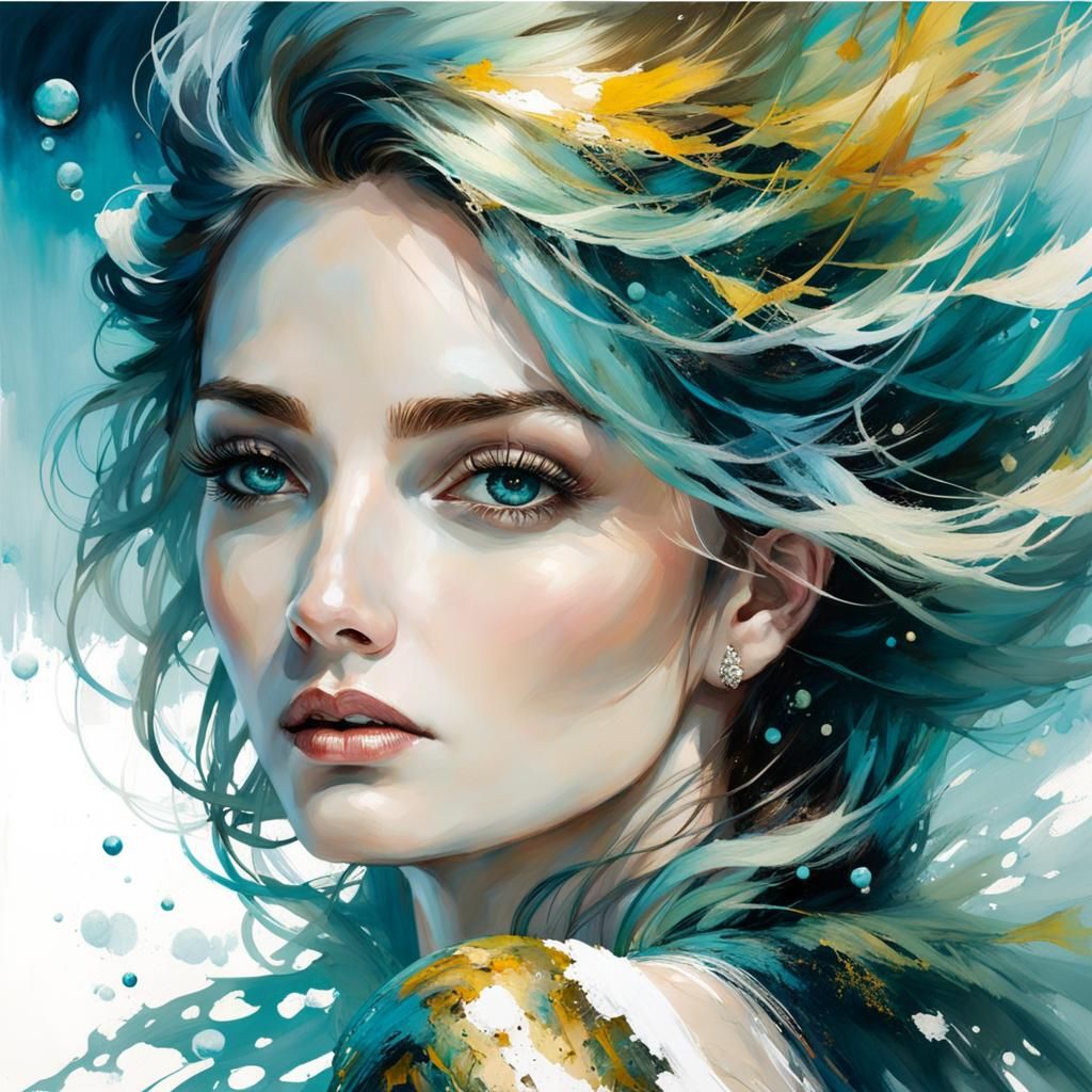 Beauty overload portrait, oil paint  by @Vonne
