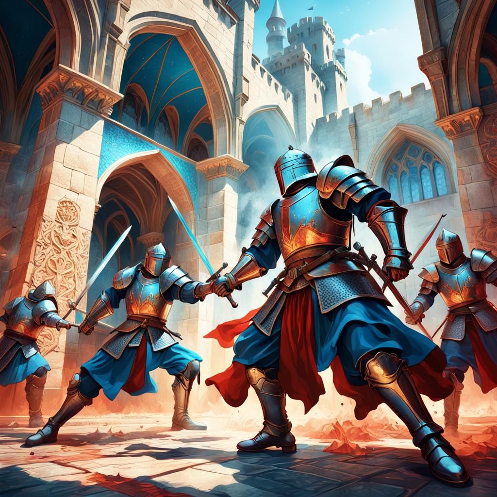Epic Medieval Battle Scene in Digital Art Style