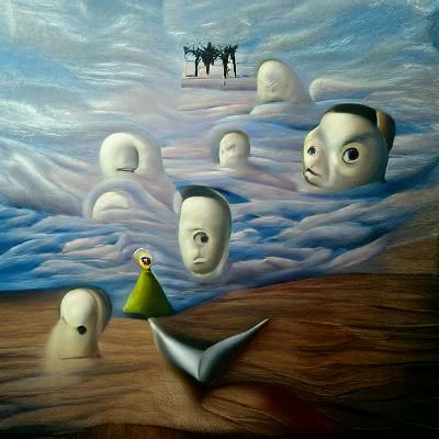 Don't Move. They're all right behind you. oil on canvas surr...