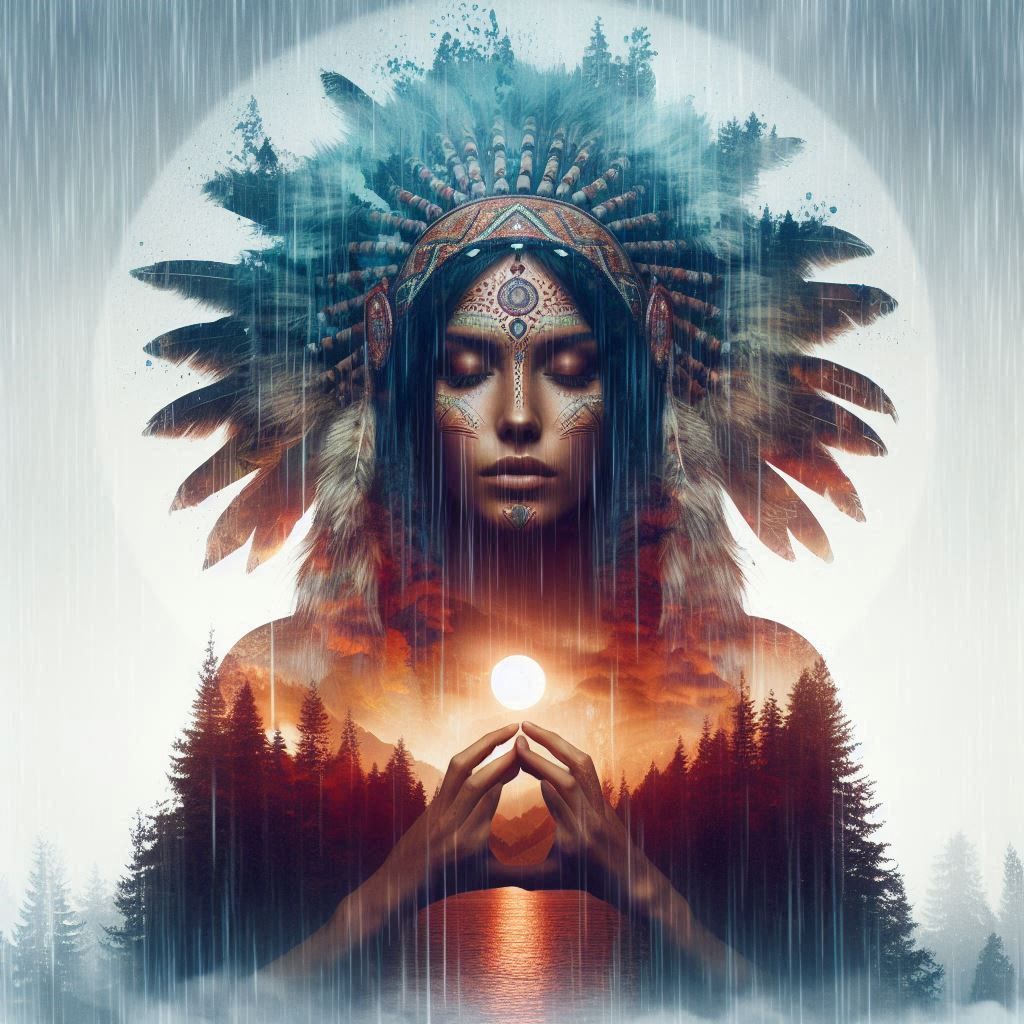 double exposure beautiful fantasy DALL-E 3 portrait landscap...