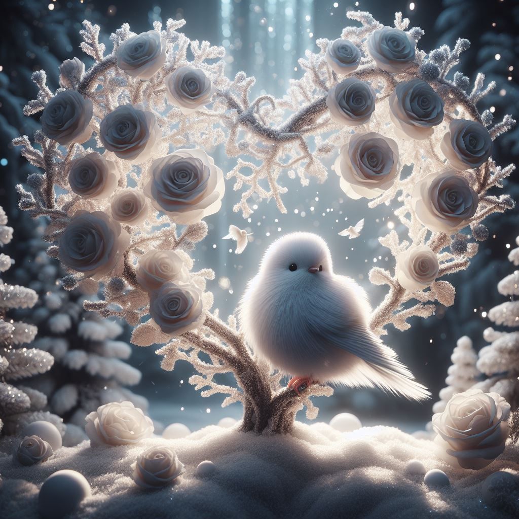 Whte bird and roses