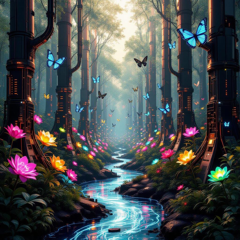 Surreal Tech Forest of Copper and Carbon Fiber