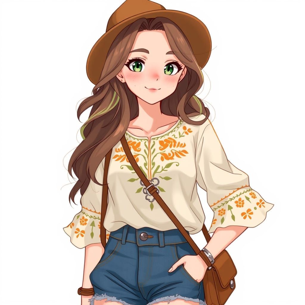 Portrait of a Free-Spirited Young Woman with Luxurious Ash B...