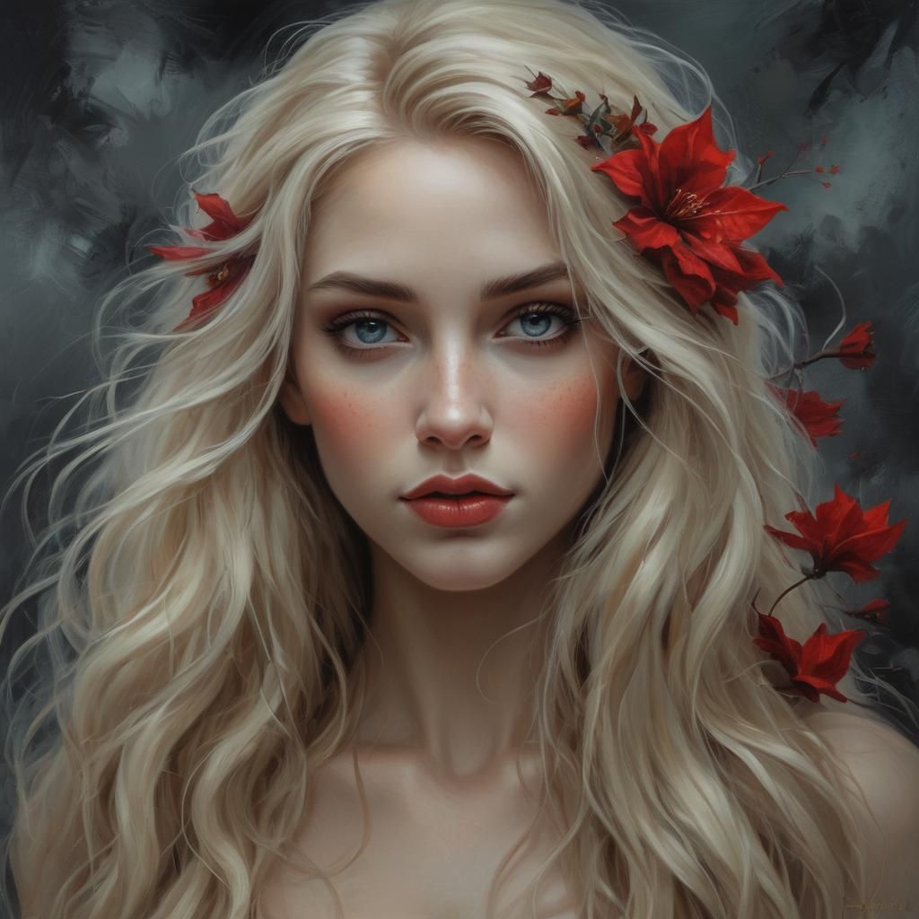 portrait of a stunning  woman,   a dark fantasy , Romantic e...