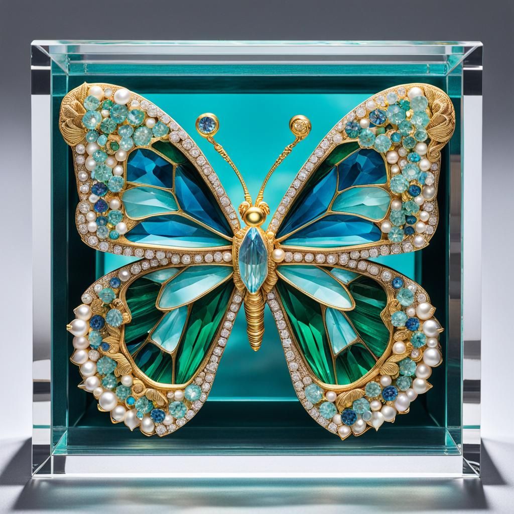 A crystal 3D shadow square box, inside is a hyper-photoreali...