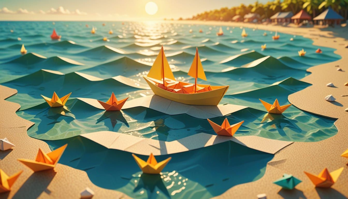 Origami beach scene  by @PB138