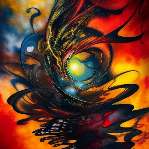 Cosmic Sunset Graffiti Art