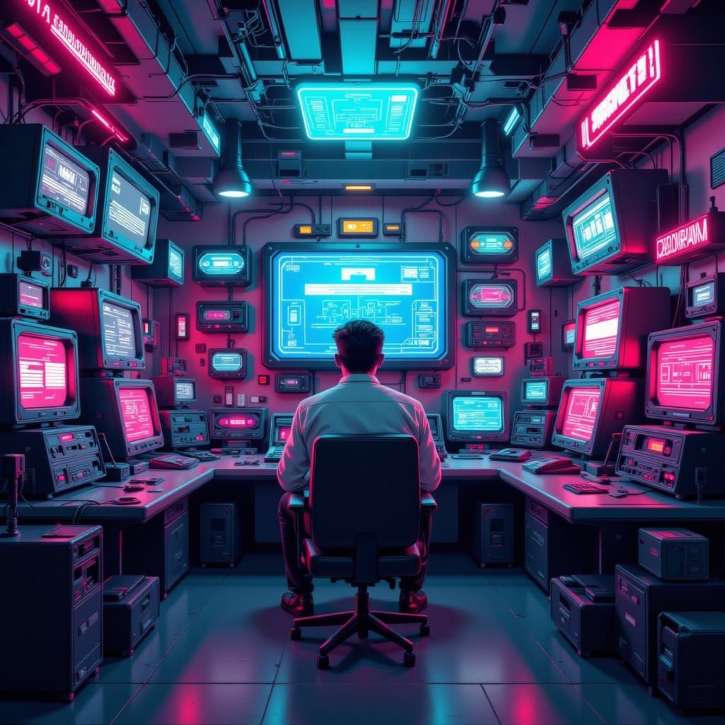 <lora:Future Obsolete:1.0> office environment, cassette futurism