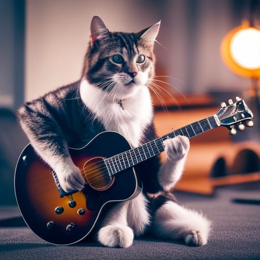 Cat with guitar