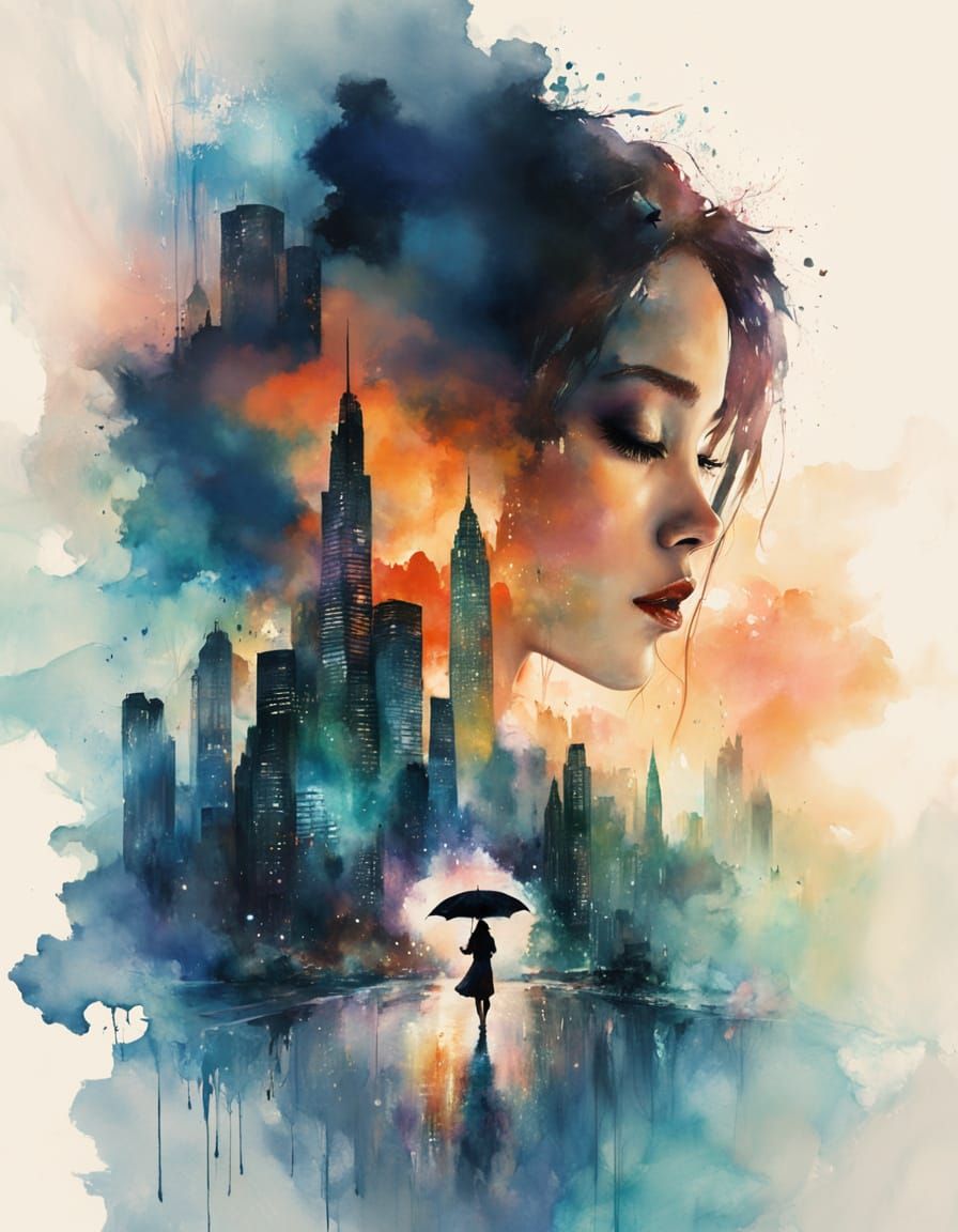 Doubleexposure Artwork in Watercolor