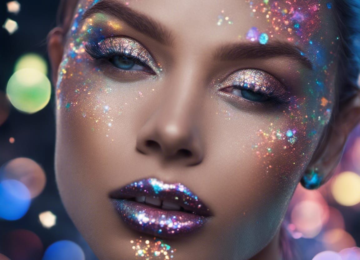 glitter make up, bokeh, sparkle, shimmer, holographic, opal
