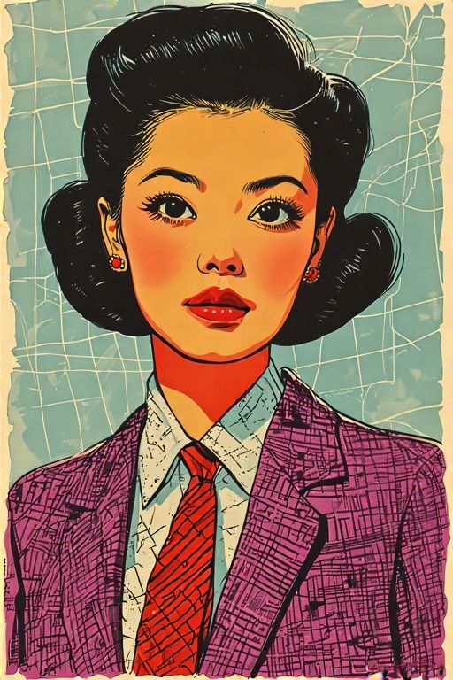 Asian Woman, Suit and Tie 2