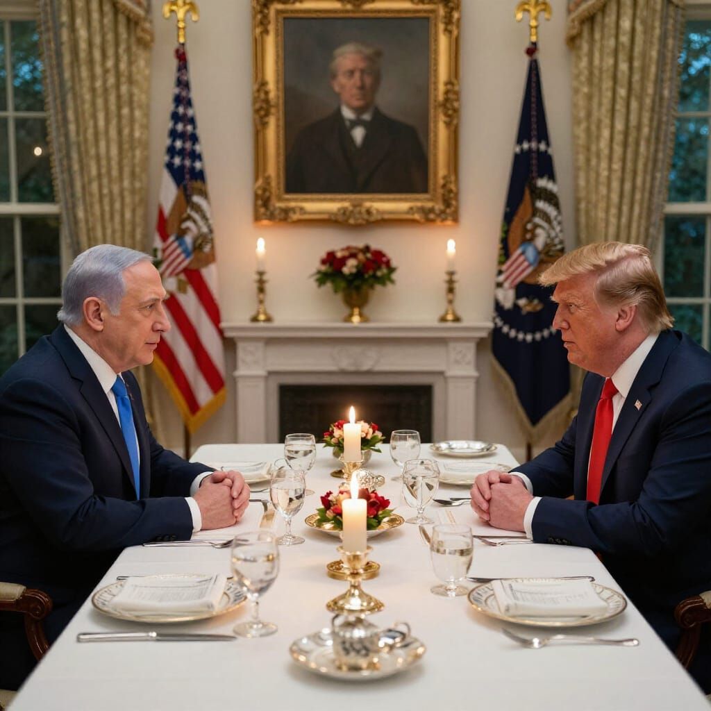 Netanyahu and Trump Dine at White House in Photorealistic St...