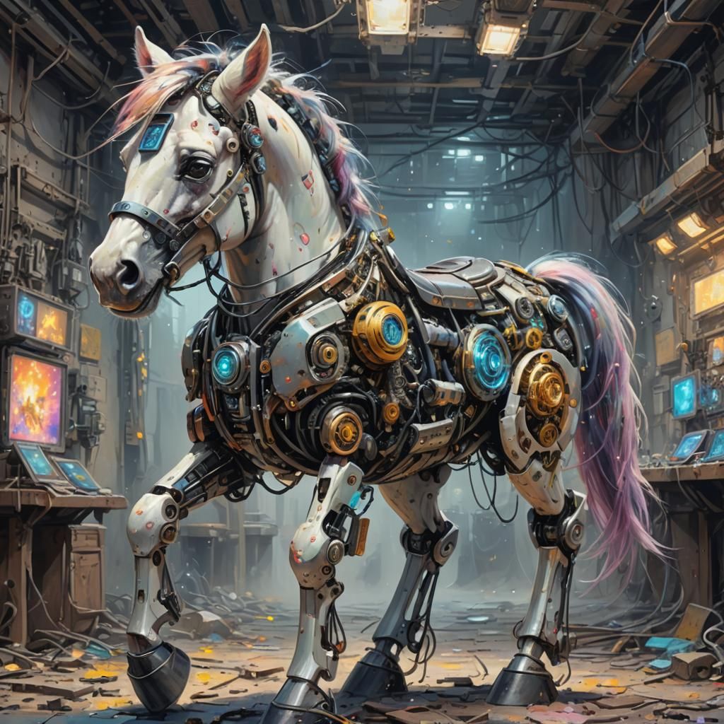 Cute cyborg pony   by @nonaivo