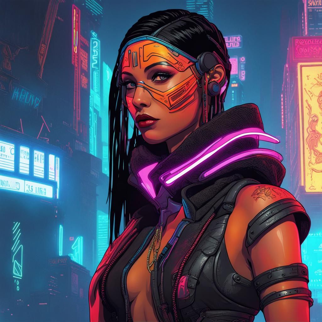 Cyber punk Pocahontas - AI Generated Artwork - NightCafe Creator