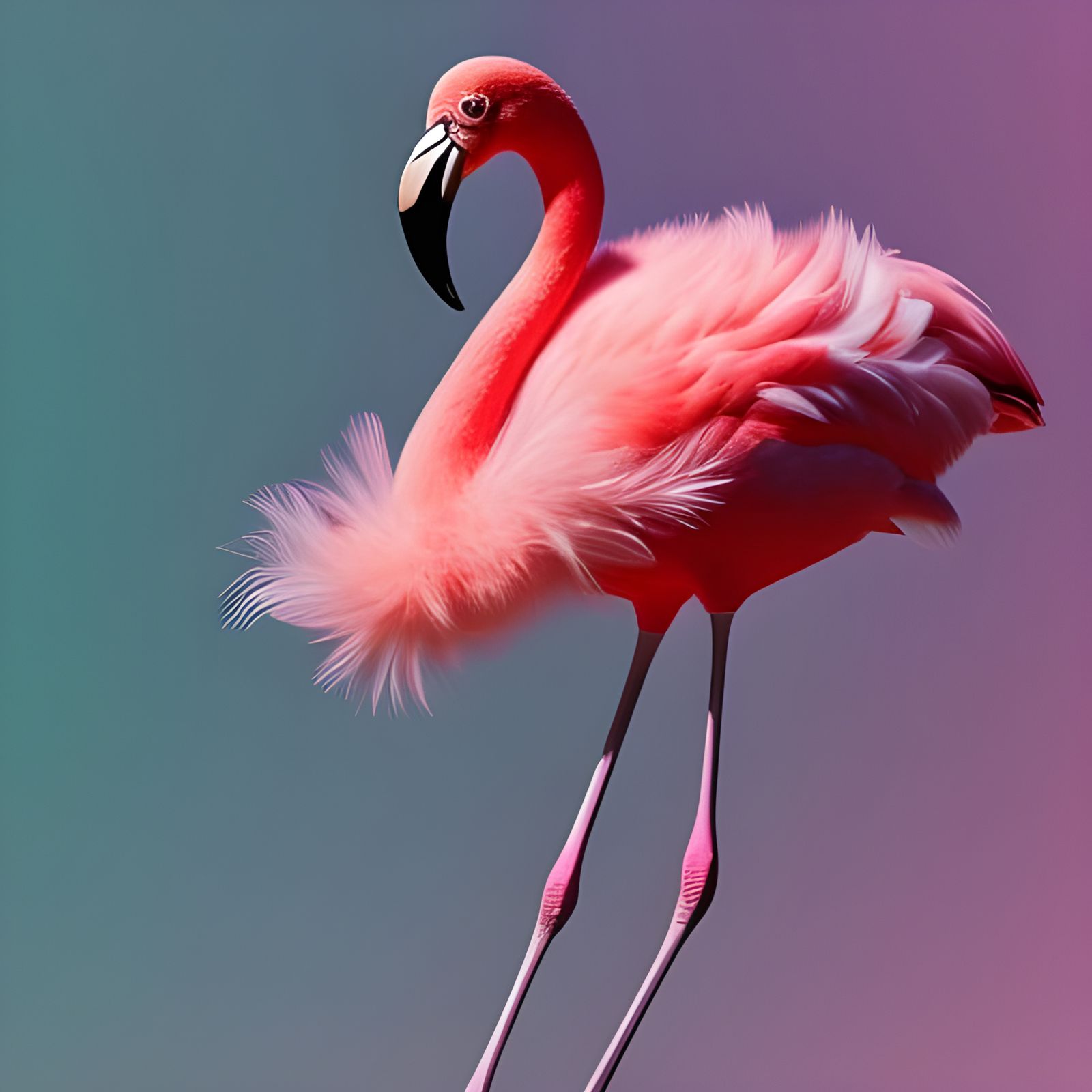 Pastel Flamingo in Detailed 3D Digital Art