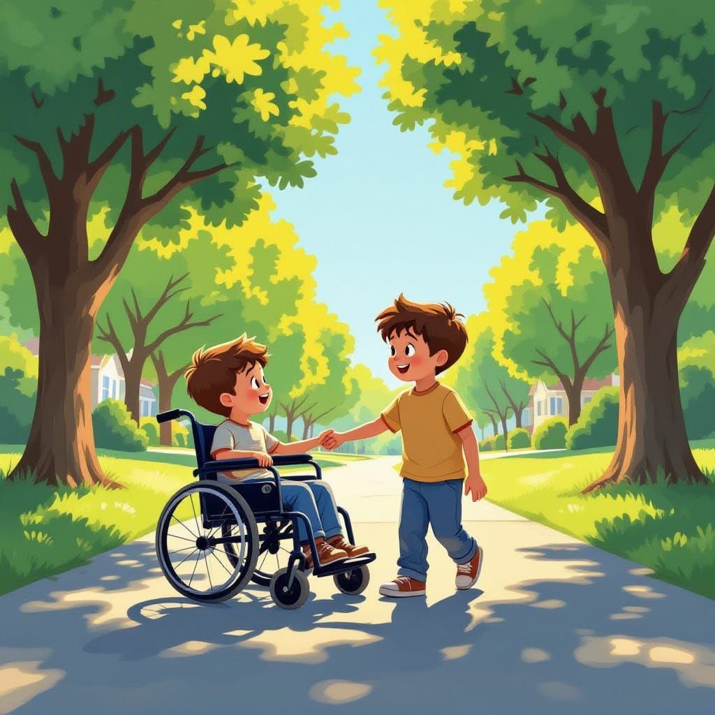 Brothers Joyfully Interacting in a Sunny Park