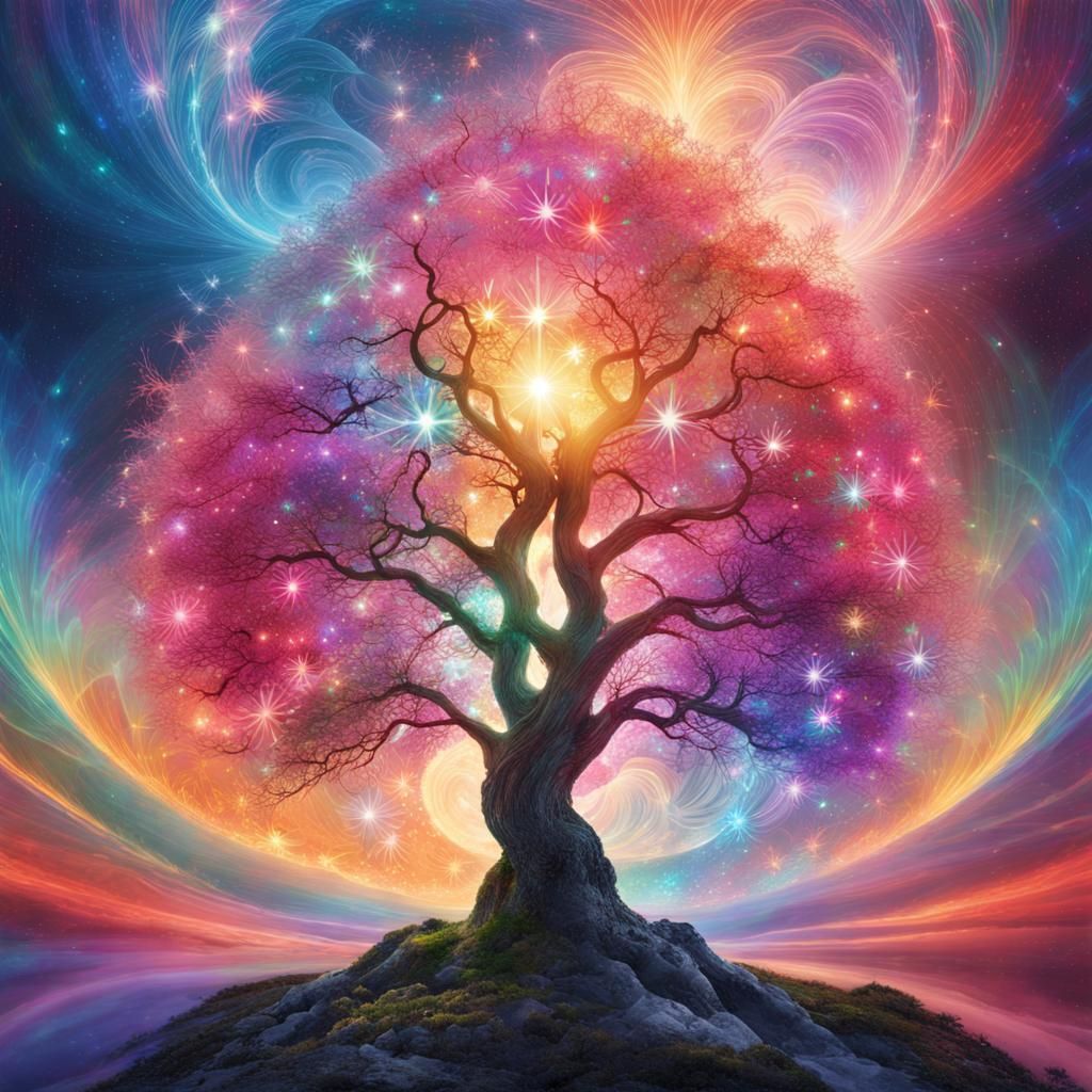 Holographic Tree of Life - AI Generated Artwork - NightCafe Creator