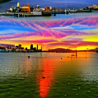 Oakland California sunset colorful
