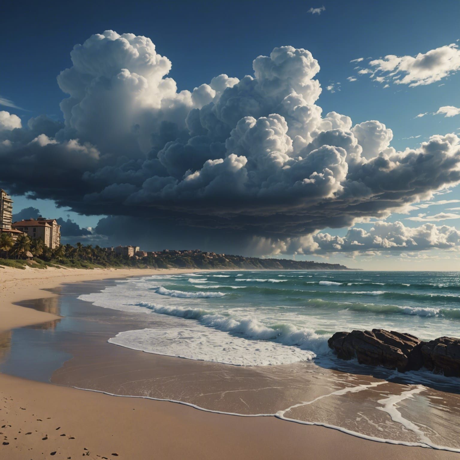 A strong series of brush strokes evincing streaks of clouds ...