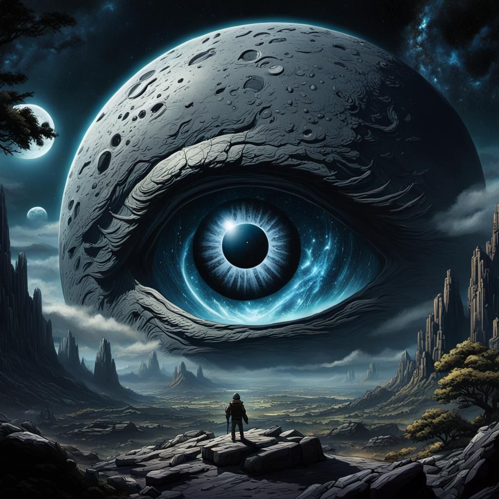 A Giant Stone Eye The Size Of The Moon In Space Epic cinematic ...