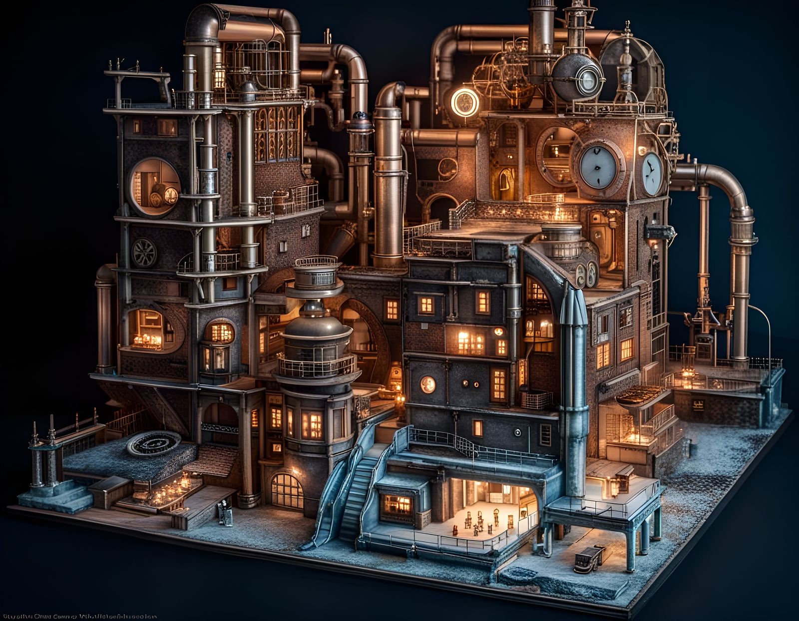 Model of a steampunk factory