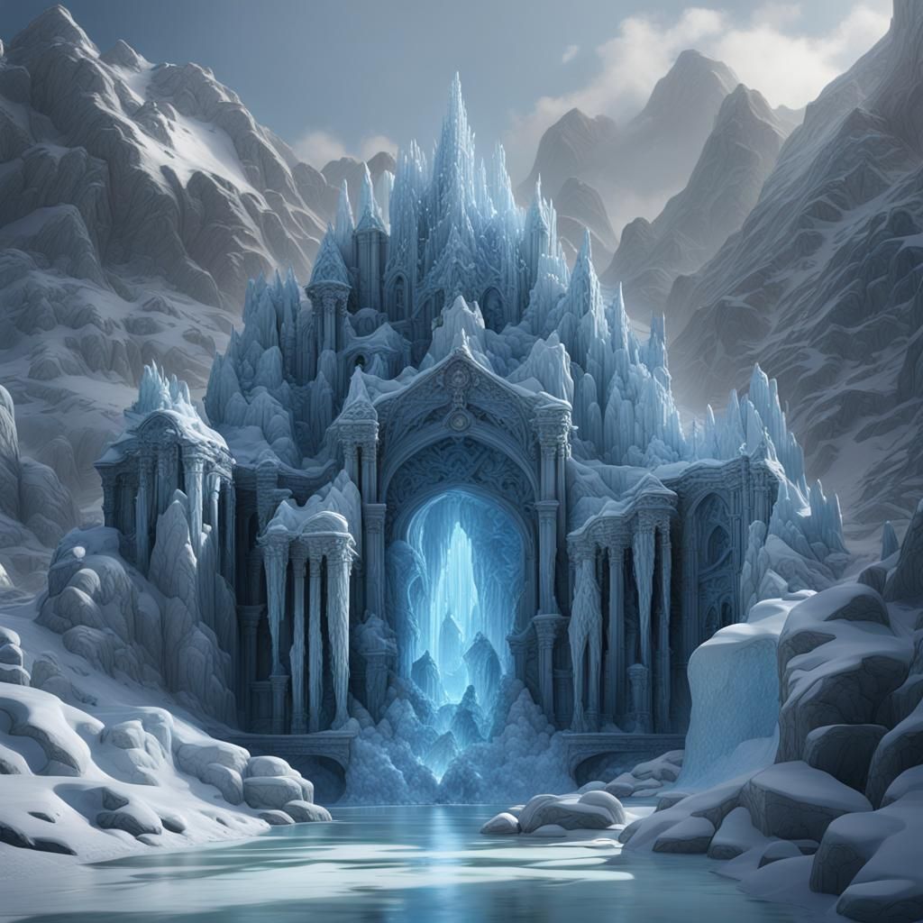 Intricate Ice Sculpture Matte Painting in 8K